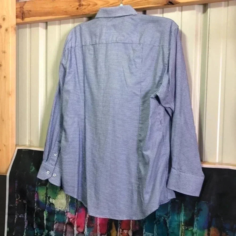 Bugatchi men’s dress shirt button up 17/34/35 blue and white - Picture 2 of 14